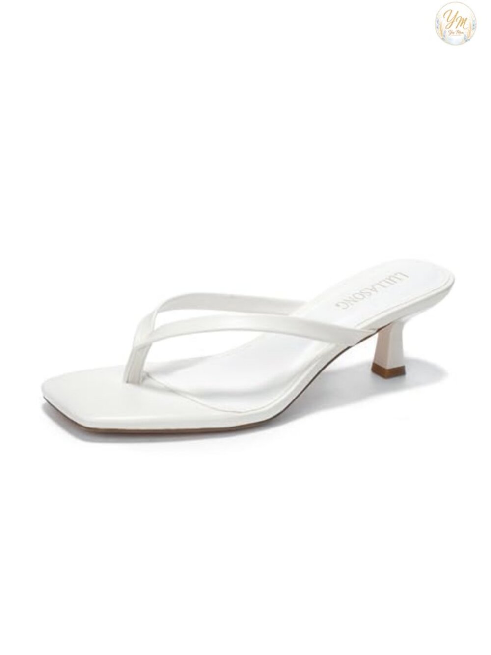 Kitten Heel Flip Flop Sandals Square Open Toe Slingback Slip On Faux Leather